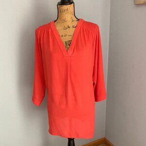 Carol Rose Coral Blouse Women Size XL Polyester